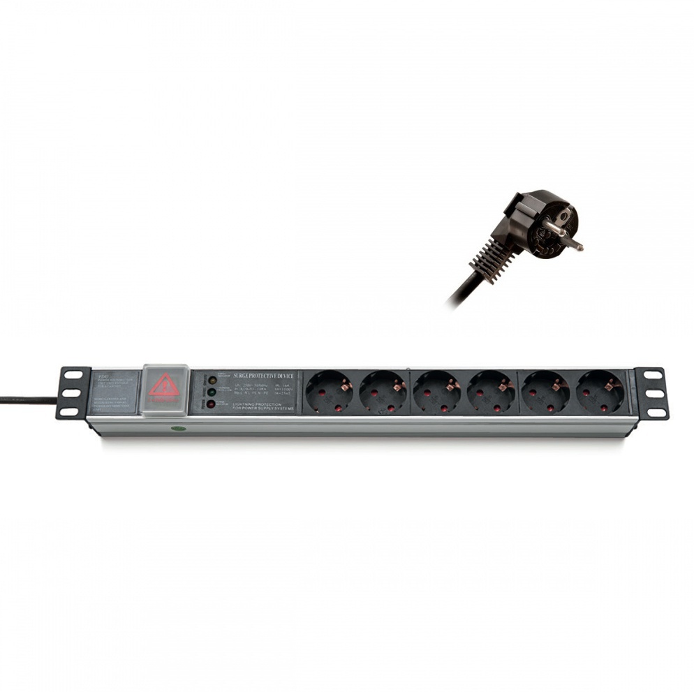 Keline rozvodn&yacute; panel 19", 6 x 230V Schuko